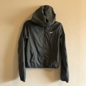 Hollister Gray Hooded Rain Jacket Windbreaker